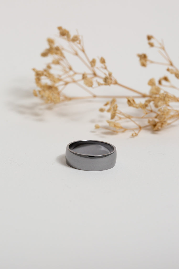 Mens black tantalum wedding band