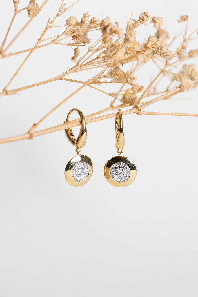 18ct gold diamond drop earrings