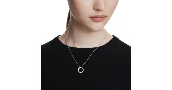 Model wearing the Swarovski Matrix pendant