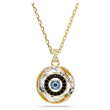 Swarovski crystal evil eye pendant on a gold chain