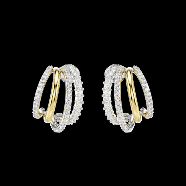 Swarovski Hyperbola Hoop earrings with gold and silver