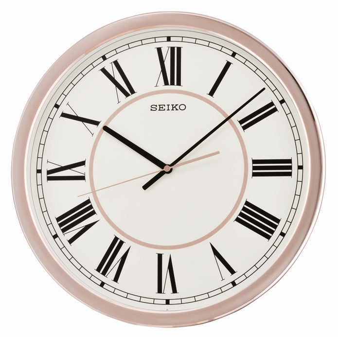 Rose gold Seiko wall clock with roman numerals