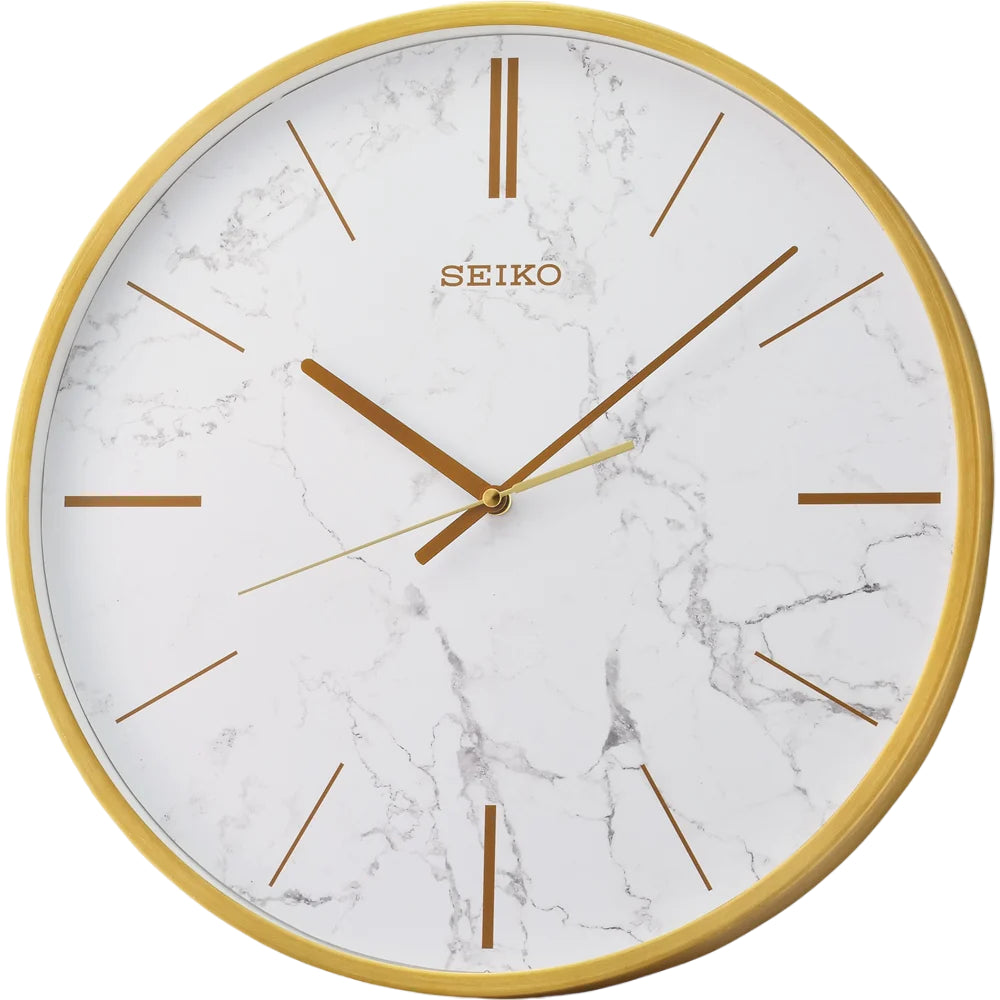 Seiko gold wall clock with a marble dial