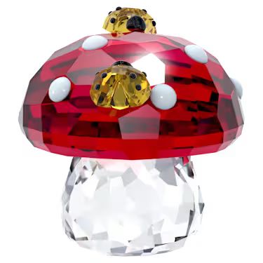 Swarovski crystal mushroom and ladybug decoration