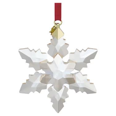 Swarovski crystal snowflake ornament with red ribbon