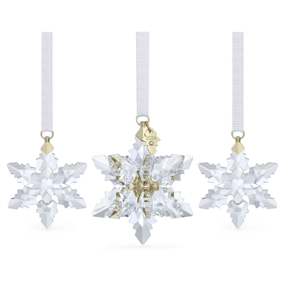 Set of 3 Swarovski crystal hanging snowflake ornaments